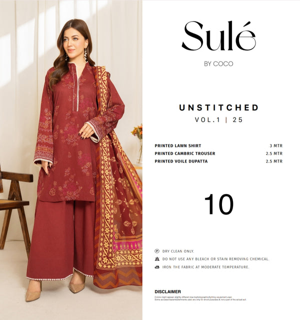 Sule by coco printed 3pc suit lawn