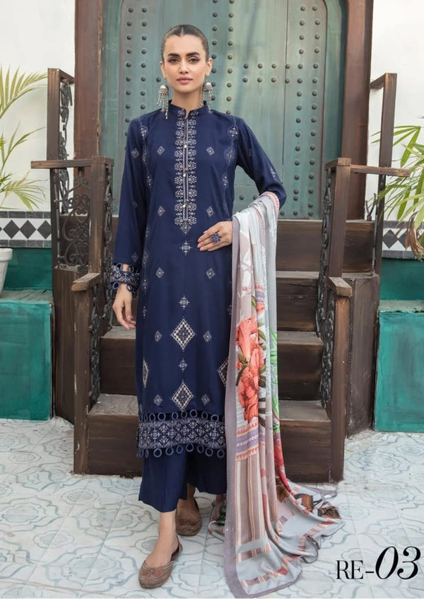 Winter Rawaya emb peach leather collection with printed wool shawl