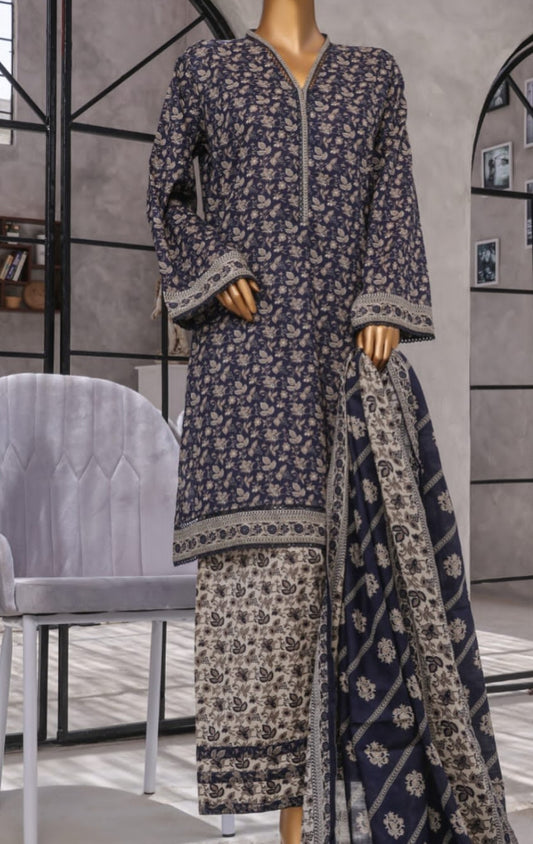 Binsaeed printed lawn 3pc with farshi shalwar