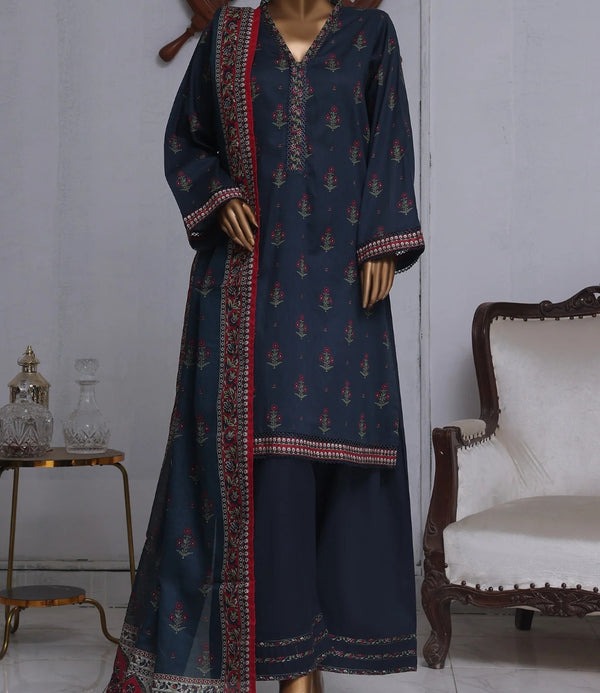 Binsaeed printed lawn 3pc with farshi shalwar