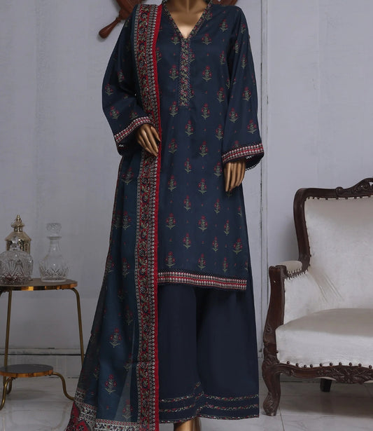Binsaeed printed lawn 3pc with farshi shalwar